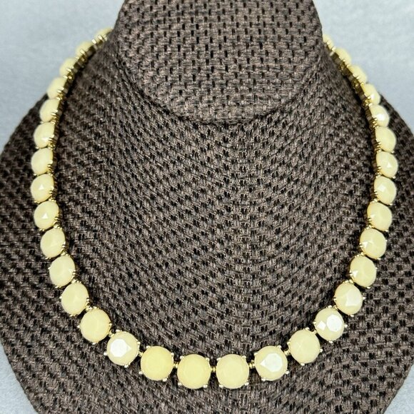 Banana Republic Beaded Statement Necklace Pale Honey Faceted Prong Set Gold Tone - Picture 6 of 8